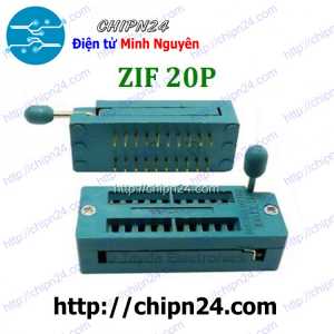 [F19] Đế ZIF 20P (Màu Xanh, có cần gạt) (DIP-20 ZIF) (Đế cắm IC 20 chân)