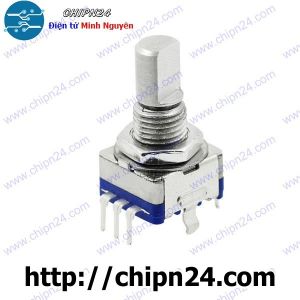 (F147) Biến trở Encoder EC11 15mm Trục D (Biến trở vô cấp) (Biến trở Chiết áp xoay vô cấp, có nút nhấn)