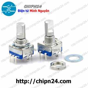 (F147) Biến trở Encoder EC11 15mm Trục Hoa (Biến trở vô cấp) (Biến trở Chiết áp xoay vô cấp, có nút nhấn)