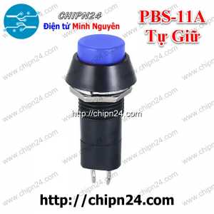 (F85) Nút nhấn Tự giữ PBS-11A Xanh Dương 12MM 3A 250V (ON/OFF, Tự Khóa)