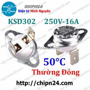 Cầu Chì Nhiệt KSD302 Thường Đóng 50 Độ (16A 250VAC)