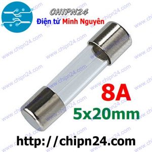 [10 cái] Cầu Chì Ống 5x20mm 8A 250V (Cầu chì Ống thủy tinh)