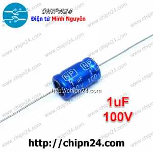 (F224) Tụ Phân Tần Gắn Loa Treble (Tụ Xanh Dương) 1uF 100V (10x17mm)