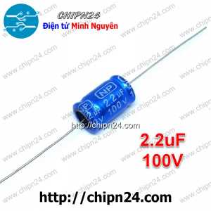 (F224) Tụ Phân Tần Gắn Loa Treble (Tụ Xanh Dương) 2.2uF 100V (10x17mm)