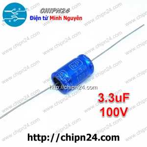 (F224) Tụ Phân Tần Gắn Loa Treble (Tụ Xanh Dương) 3.3uF 100V (10x17mm)