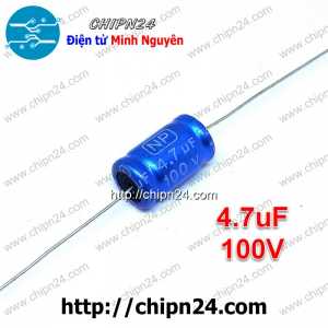 (F224) Tụ Phân Tần Gắn Loa Treble (Tụ Xanh Dương) 4.7uF 100V (10x17mm)