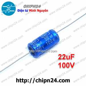 (F225) Tụ Phân Tần Gắn Loa Treble (Tụ Xanh Dương) 22uF 100V (10x20mm)