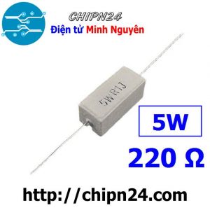 (F319) Điện Trở Sứ 220R 5W Loại Nằm