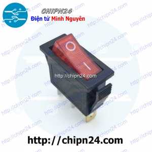 Công tắc bập bênh KCD3 Đen Có Đèn Đỏ (3 chân 2 vị trí 13x30mm 15A 250VAC)