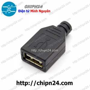 Đầu+Vỏ nhựa USB A Cái (Đầu Jack USB hàn dây)