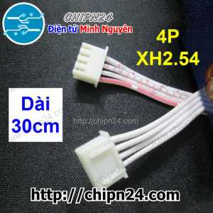 (P24) Dây bẹ trắng 4P XH2.54mm 2 đầu cắm dài 30cm