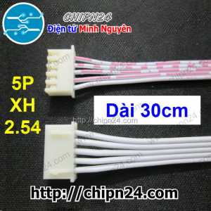 (P25) Dây bẹ trắng 5P XH2.54mm 2 đầu cắm dài 30cm