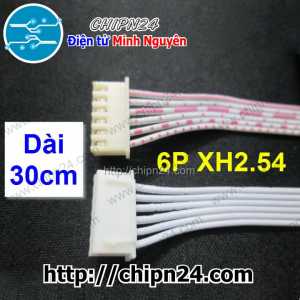Dây bẹ trắng 6P XH2.54mm 2 đầu cắm dài 30cm