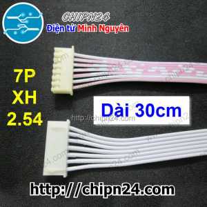 (P27) Dây bẹ trắng 7P XH2.54mm 2 đầu cắm dài 30cm