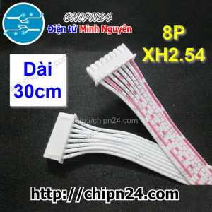 (P28) Dây bẹ trắng 8P XH2.54mm 2 đầu cắm dài 30cm