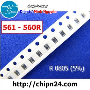 [50 con] (KD10) Điện Trở dán SMD 0805 560R 5% (Ký hiệu 0805 561)