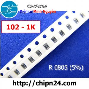 [50 con] (G16) Điện Trở dán SMD 0805 1K 5% (Ký hiệu 0805 102)