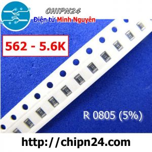 [50 con] Điện Trở dán SMD 0805 5K6 5% (Ký hiệu 0805 562)