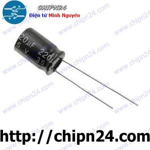 [10 con] Tụ hóa 220uF 35V Đen (8x12mm)