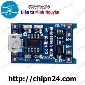 (F20.3) Mạch Sạc Pin TP4056 Cổng Micro USB có Mạch bảo vệ (Mạch sạc pin 18650)