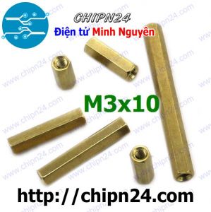 [10 cái] (F37) Cọc đồng M3x10 (C-C) (Trụ đồng, Ốc kê bo mạch)