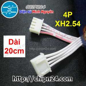 (P11) Dây bẹ trắng 4P XH2.54mm 2 đầu cắm dài 20cm
