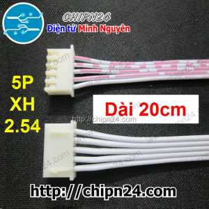(P12) Dây bẹ trắng 5P XH2.54mm 2 đầu cắm dài 20cm
