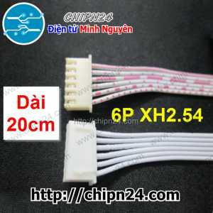 (P13) Dây bẹ trắng 6P XH2.54mm 2 đầu cắm dài 20cm