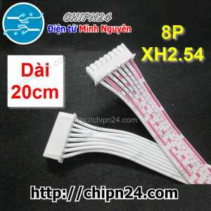 (P15) Dây bẹ trắng 8P XH2.54mm 2 đầu cắm dài 20cm
