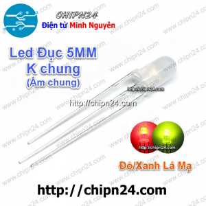 [25 con] Led 2 màu 3 chân 5MM Đục Âm chung (Đỏ/Xanh Lá Mạ)