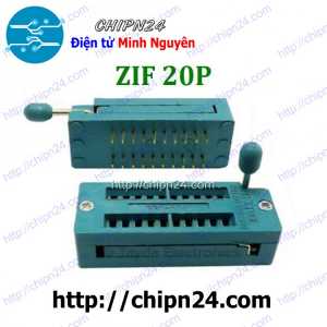 (F140) Đế ZIF 20P (Màu Xanh, có cần gạt) (DIP-20 ZIF) (Đế cắm IC 20 chân)