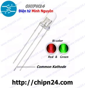 [25 con] (TK8, H8) Led 2 màu 3 chân 5MM Trong Âm chung (Đỏ/Xanh Lá Mạ)