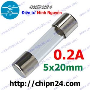 [10 cái] (K405) Cầu Chì Ống 5x20mm 0.2A 250V (Cầu chì Ống thủy tinh)