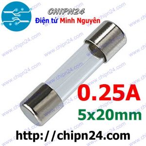 [10 cái] (K405) Cầu Chì Ống 5x20mm 0.25A 250V (Cầu chì Ống thủy tinh)