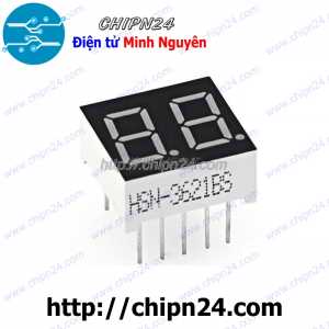 (C74) Led 7 Đoạn 0.36 inch 2 Số Dương chung (Sáng Đỏ) (Led 7 Thanh)
