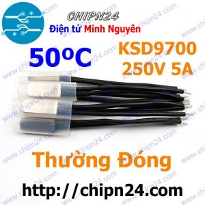 [F73] Cầu Chì Nhiệt KSD9700 Thường Đóng 50 Độ Kim Loại (5A 250VAC) (tắt nguồn do nhiệt độ quá cao)