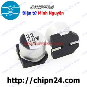[10 con] Tụ nhôm 22uF 50V 6.3x5.4mm (SMD Dán)