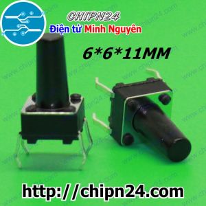 [10 cái] Nút nhấn 4 chân 6x6x11mm DIP