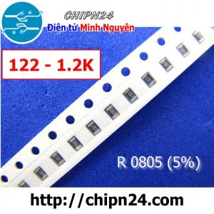 [50 con] (G16) Điện Trở dán SMD 0805 1K2 5% (Ký hiệu 0805 122)
