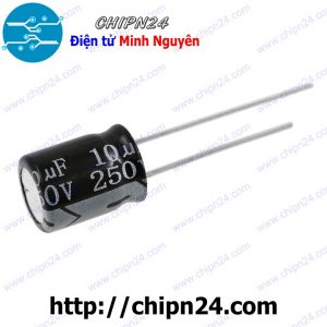 [10 con] Tụ hóa 10uF 250V Đen (10x13mm)