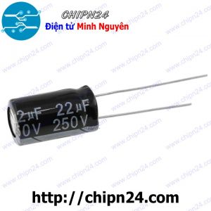 (F250) Tụ hóa 22uF 250V Đen (10x17mm)