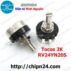(F150) Biến trở Tocos RV24 2K (RV24YN20S) (Chưa kèm nắp chụp, B201 201, Biến trở công nghiệp)