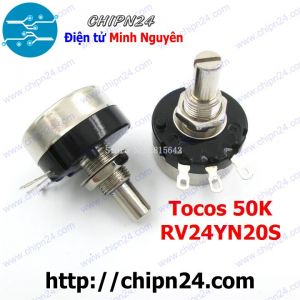 Biến trở Tocos RV24 50K (RV24YN20S) (Chưa kèm nắp chụp, B503 503, Biến trở công nghiệp)