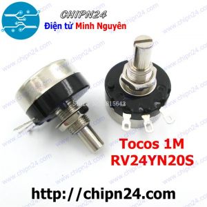 Biến trở Tocos RV24 1M (RV24YN20S) (Chưa kèm nắp chụp, B105 105, Biến trở công nghiệp)