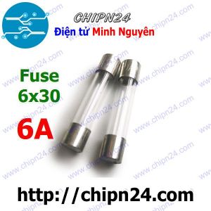 [10 cái] (K413) Cầu Chì Ống 6x30mm 6A 250V (Cầu chì Ống thủy tinh)
