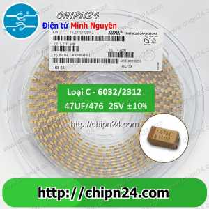(K320) Tụ Tantalum Dán SMD 6032 47uf 25V (476E) (Loại C) (6.0x3.2mm) (6.0x3.2MM)