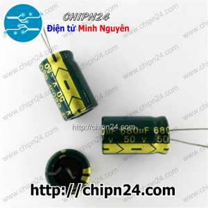 (F274) Tụ hóa 680uF 50V Xanh Lá (13x21mm) (Tần số cao)