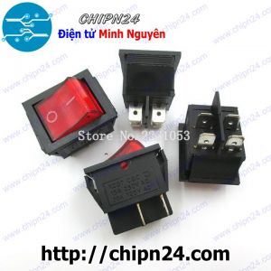 (F94.1) Công tắc bập bênh KCD4 Có Đèn Đỏ 4 Chân 2 Vị trí (25x31mm 15A 250VAC KCD4-102)