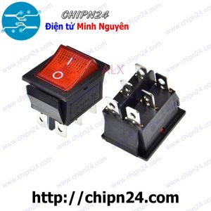 (F94.2) Công tắc bập bênh KCD4 Có Đèn Đỏ 6 Chân 2 Vị trí (25x31mm 15A 250VAC KCD4-202)