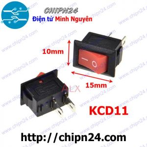 Công tắc bập bênh KCD11 Đỏ 2 Chân 2 Vị trí (15x10mm 3A 250VAC)